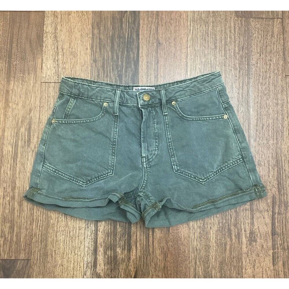 Free People We The Free Beginners Luck Slouch Shorts Olive Size 28